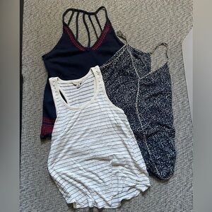 Lucky Brand Navy and White Tank Tops Trio